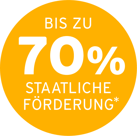 Sigel "Bis zu 70% staatliche Förderung sichern"