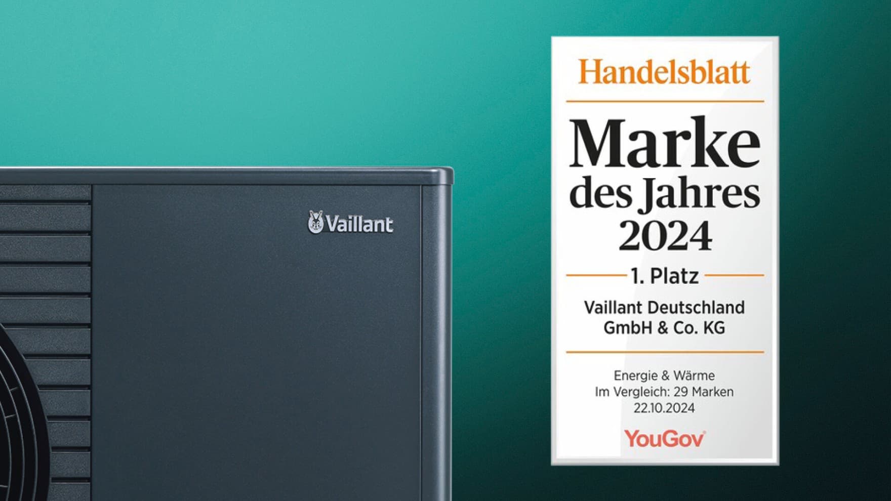 Handelsblatt Logo "Marke des Jahres 2024" für die Vaillant Deutschland GmbH & Co. KG