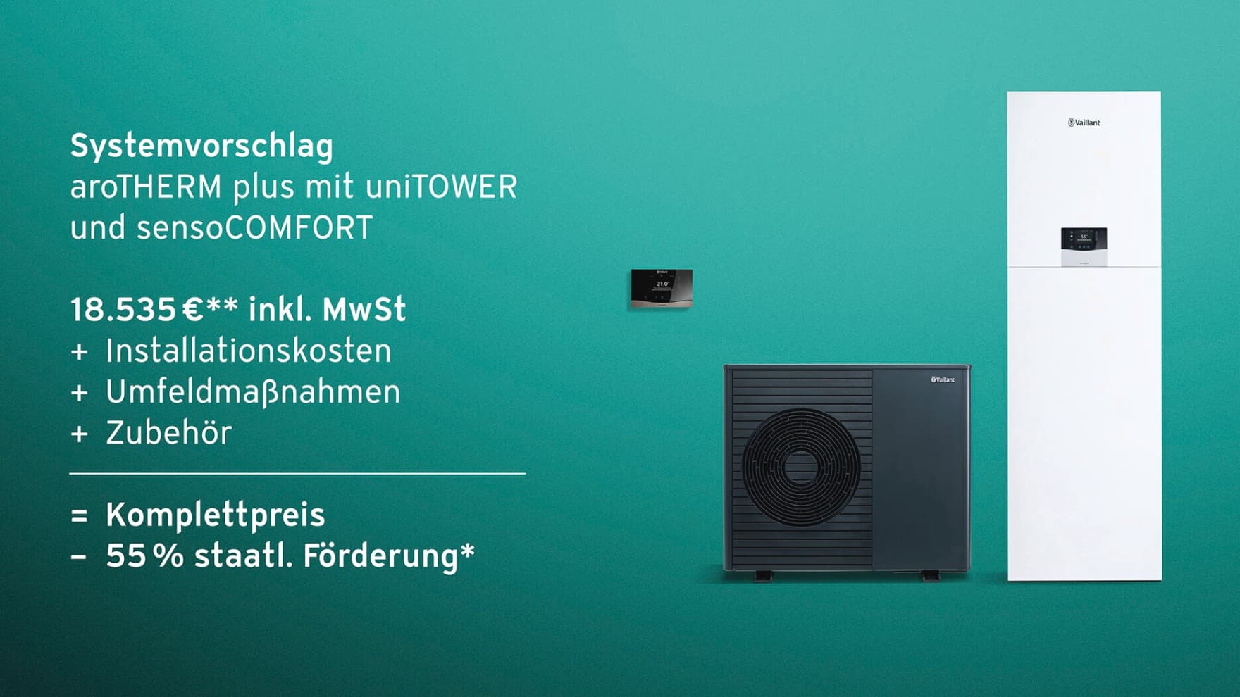 Aufzählung von Kosten eines Vaillant Wärmepumpen Heizsystems